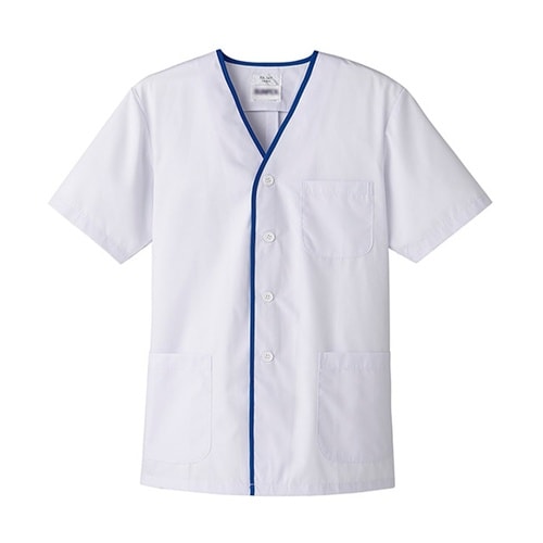襟なし/半袖 男性用調理衣 ホワイト L