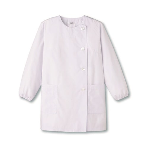 襟なし/長袖 女性用調理衣 ホワイト 5