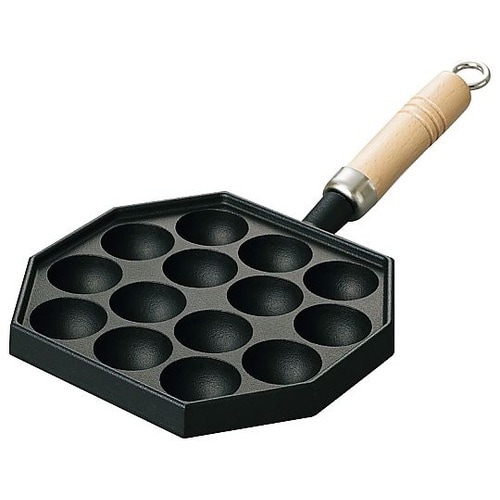 南部 電磁対応 木柄 たこ焼器 14穴