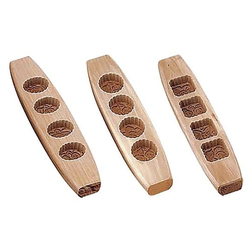 木製 月餅抜型 小 4ヶ取 角型 376