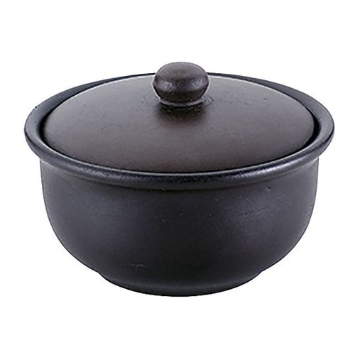 紫砂 湯碗(蓋付スープ)黒泥 45330