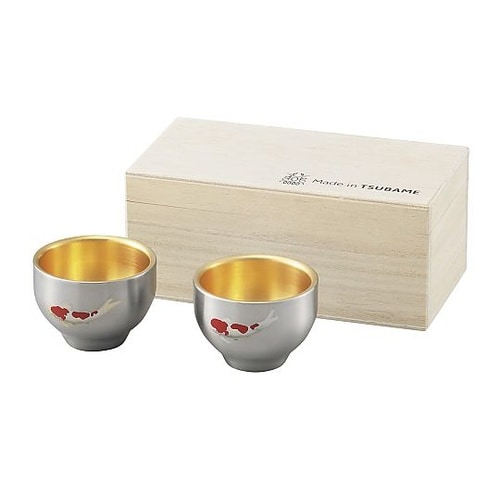 メタル丼 ぐい呑み内金 蒔絵 鯉2個セッ