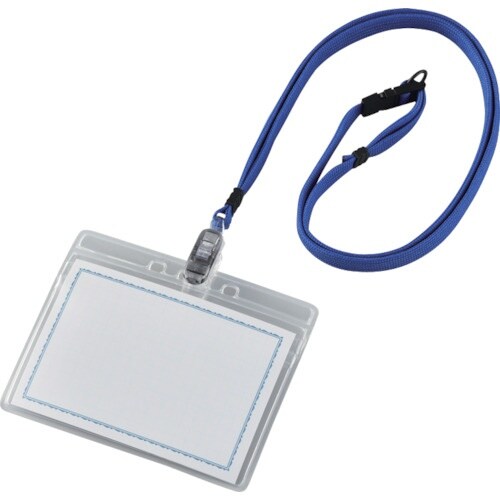 緑十字 吊り下げ名札 本体:クリア ストラップ:青