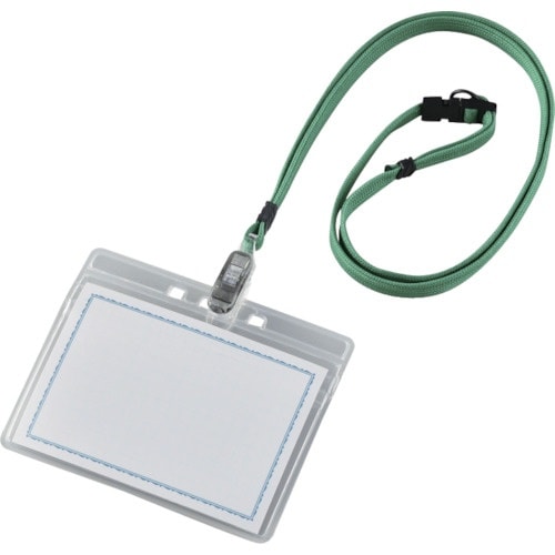 緑十字 吊り下げ名札 本体:クリア ストラップ:緑