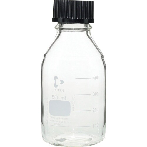 SIBATA 耐熱ねじ口びん 黒キャップ付 500