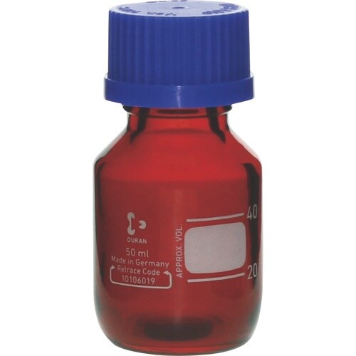 SIBATA 耐熱ねじ口びん 茶褐色 青キャップ付