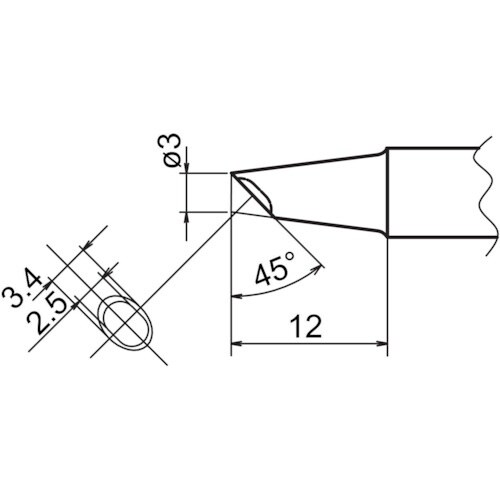白光 こて先 3BC型 溝付 はんだめっき 1mm