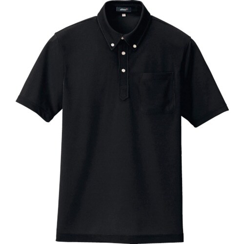 アイトス ボタンダウン半袖ポロシャツ ブラック L