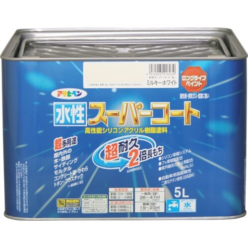 アサヒペン 水性スーパーコート 5L ミルキーホワ