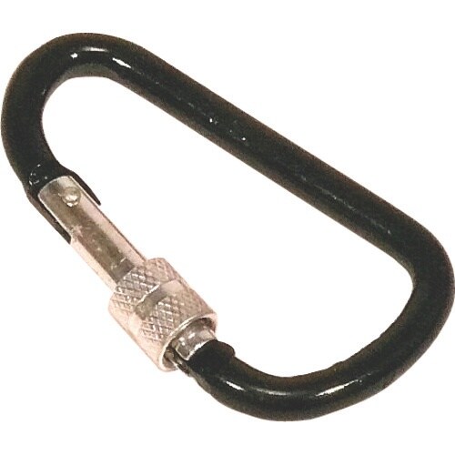 KH アルミ合金カラビナD環ロック付 黒