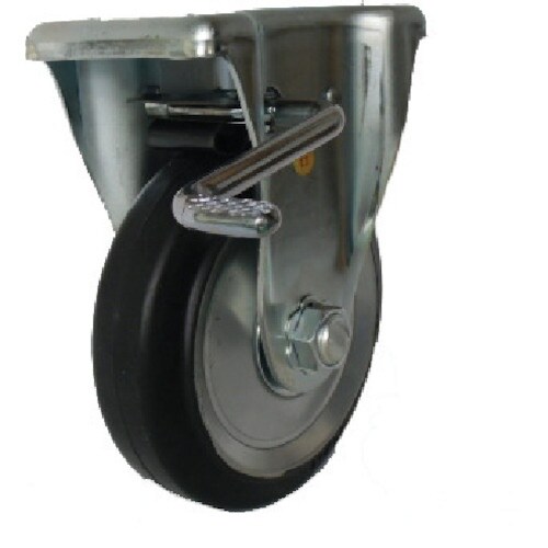 ヨドノ プレス製固定金具ブレーキ付黒ゴム車 150