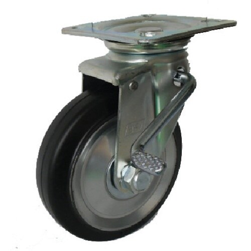 ヨドノ プレス製自在金具ブレーキ付黒ゴム車 130