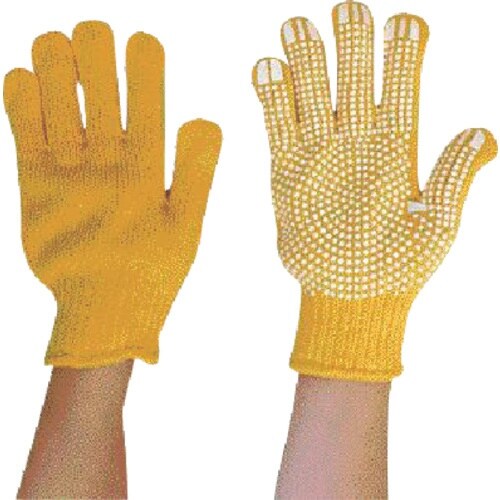 丸和ケミカル カラーナイロン軍手 黄 すべり止め付