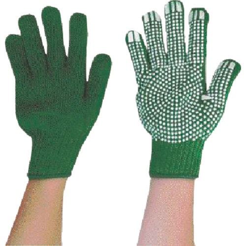 丸和ケミカル カラーナイロン軍手 緑 すべり止め付