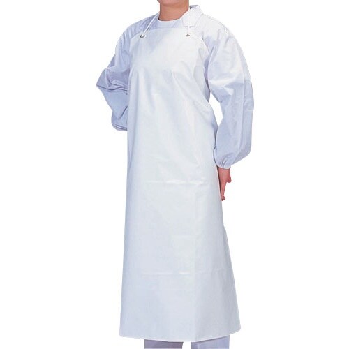 TKG デリカウレタン胸付前掛 ホワイト L