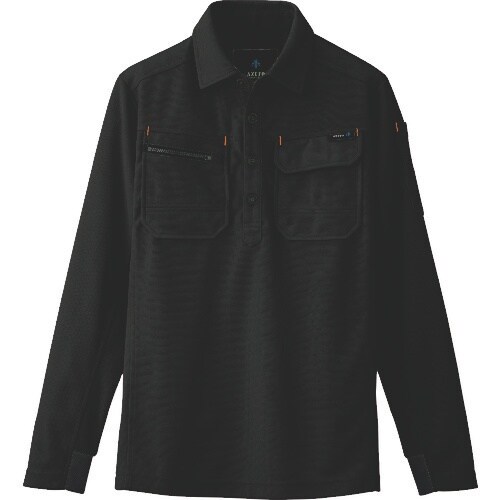 アイトス 長袖ポロシャツ(男女兼用) ブラック 6