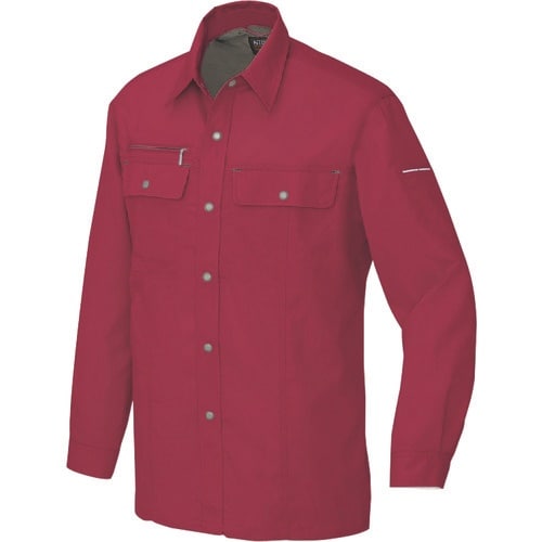 アイトス 長袖シャツ(男女兼用)(薄地) ワインレ