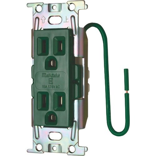 明工 ML医用接地埋込ダルブコンセントC形緑