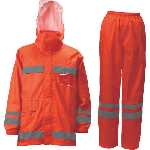 カジメイク 視認性レインスーツ オレンジ BEL