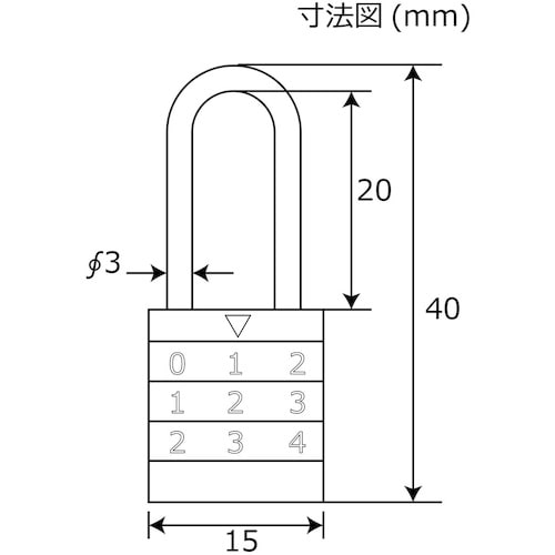 WAKI 丸文字合せ錠 IB−046 15X20M