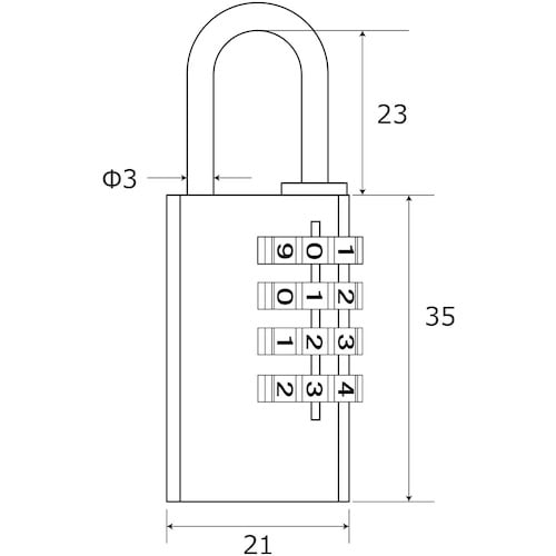 WAKI 可変文字合せ錠 IB−039 21MM