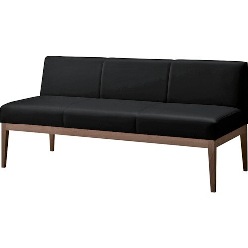 TRUSCO ロビーチェア3人掛 ブラック 脚部ダ