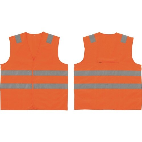緑十字 高視認性安全反射ベスト 蛍光オレンジ地/高