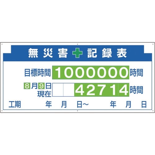 ユニット 安全掲示板パーツ2 無災害記録表数字板付