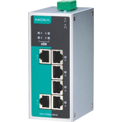 MOXA 6ポート(RJ45 PoE×4、RJ45