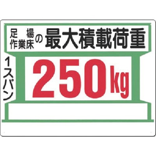 つくし 安全標識[足場作業床の最大積載荷重250k