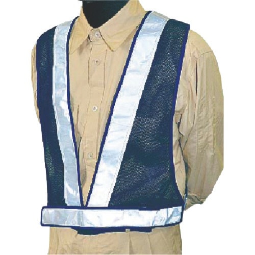 つくし 安全チョッキ 白 高輝度反射 ネイビーメッ