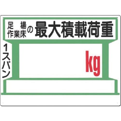 つくし 安全標識[足場…の最大積載荷重−記入欄−