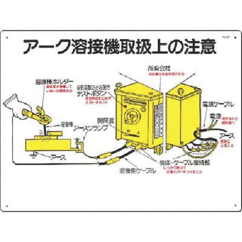 つくし 安全標識 アーク溶接機取扱上の注意