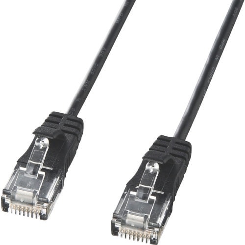 SANWA カテゴリ6準拠極細LANケーブル(ブラ