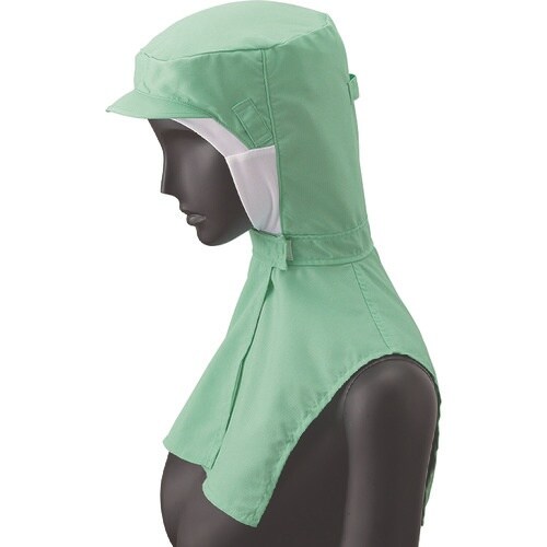 サンペックス ロングフード 衛生帽子 グリーン L