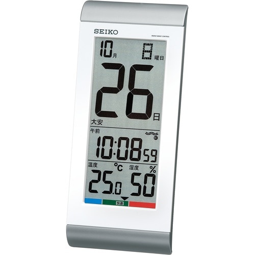SEIKO 日めくり機能つき電波時計 銀色メタリッ