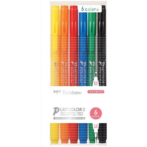 Tombow 水性サインペン プレイカラー 6色セ