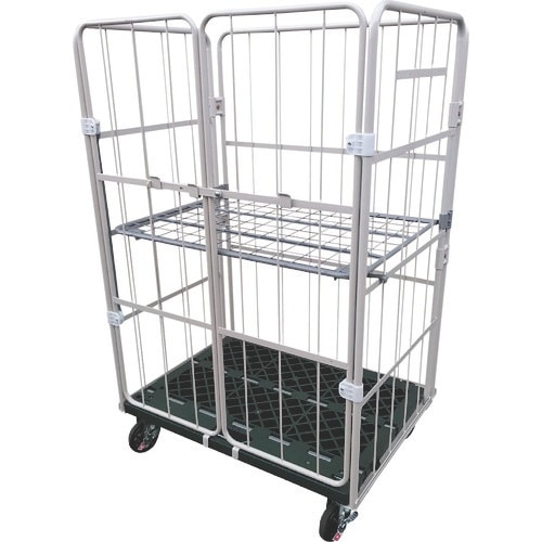 YAMATO カゴ車(鋼製) 跳ね上げ中間棚付コン