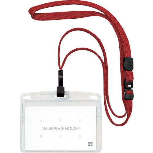 OP 吊り下げ名札 フック式 ヨコ名刺 10枚 赤