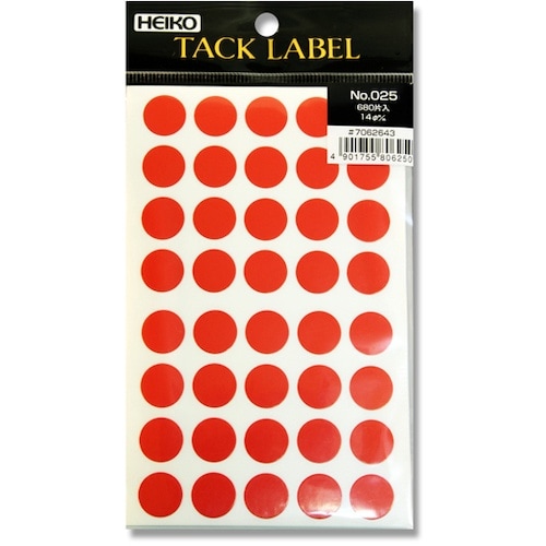 HEIKO タックラベル φ14 No.025 赤