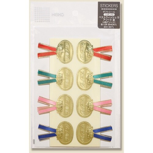 HEIKO リボン付きシール ベストウイッシュアソ