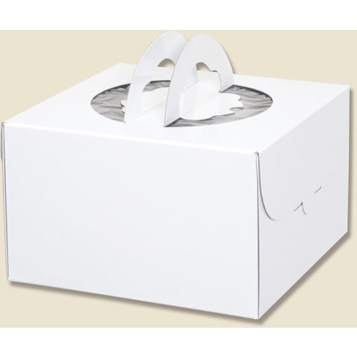 HEIKO 手提げケーキ箱 デコホワイト ホワイト