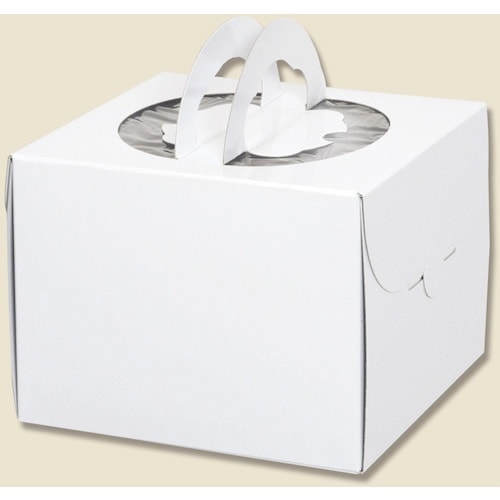 HEIKO 手提げケーキ箱 デコホワイト ホワイト