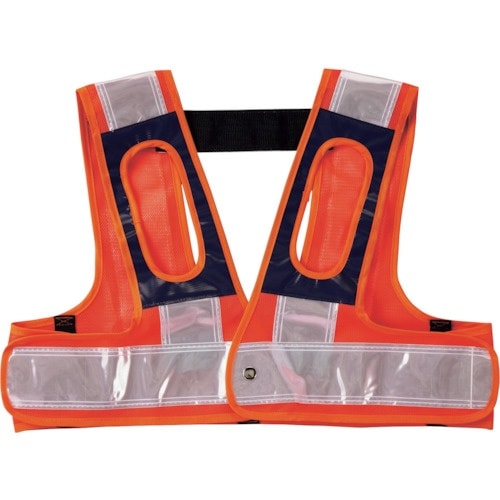 緑十字 フルハーネス用安全ベスト 橙メッシュ地/白