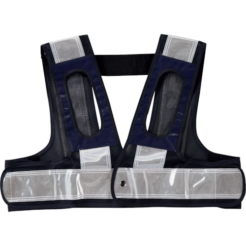 緑十字 フルハーネス用安全ベスト 紺メッシュ地/白