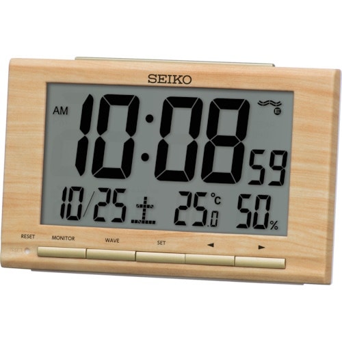 SEIKO 電波時計温湿度表示 薄茶木目模様 91