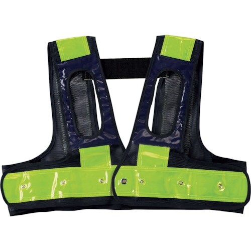 緑十字 フルハーネス用LEDベスト 紺メッシュ地/