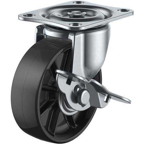 ユーエイ プレート式 自在 キャスター 黒ナイロン