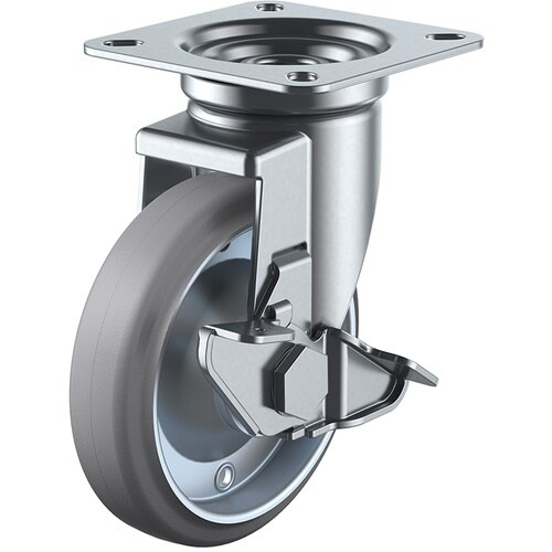 ユーエイ プレート式 自在 キャスター グレーゴム