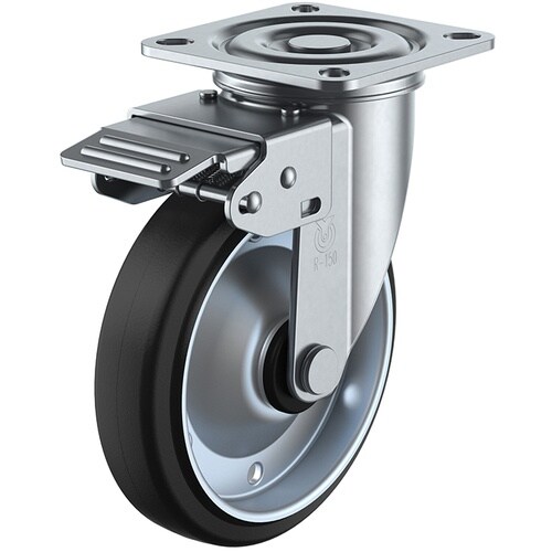 ユーエイ プレート式 自在 キャスター ゴム 車輪